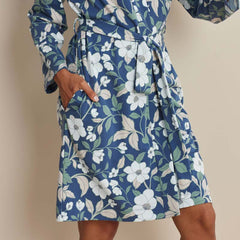 Printed Pima Cotton Women's Kimono Robe - Twilight Blossom, XXL