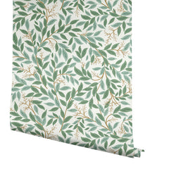 Willowberry Traditional Wallpaper - Emerald White, Roll