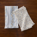 Floral Tea Towels, Set of 2 - Floral Stripe