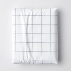 Tailored Stripes and Plaids Classic Cool Cotton Percale Fitted Bed Sheet - Block Plaid Light Graphite, Full