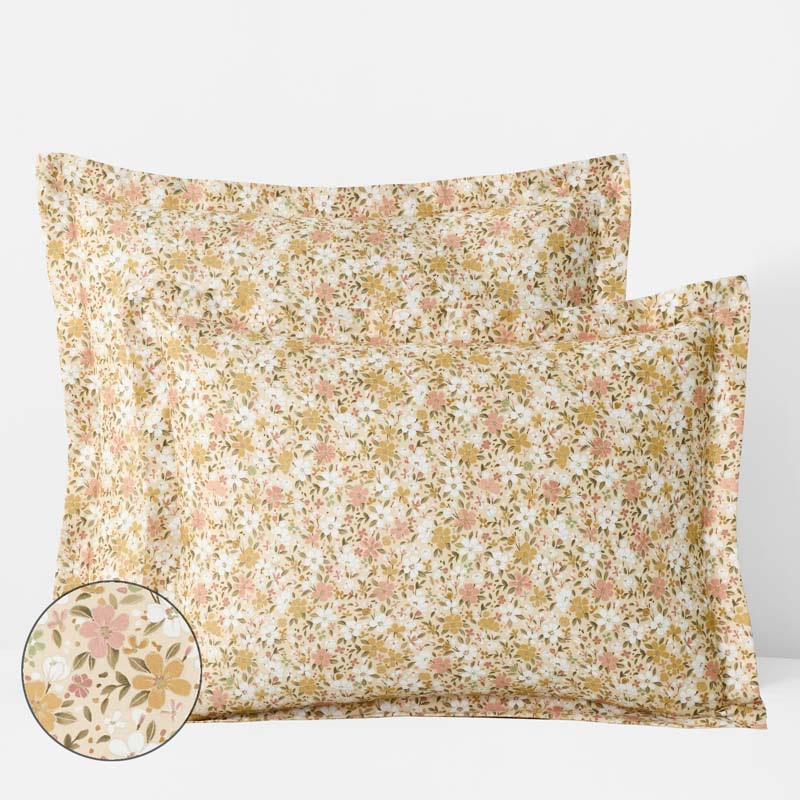 Joyful Floral Classic Smooth Sateen Sham - Gold, King