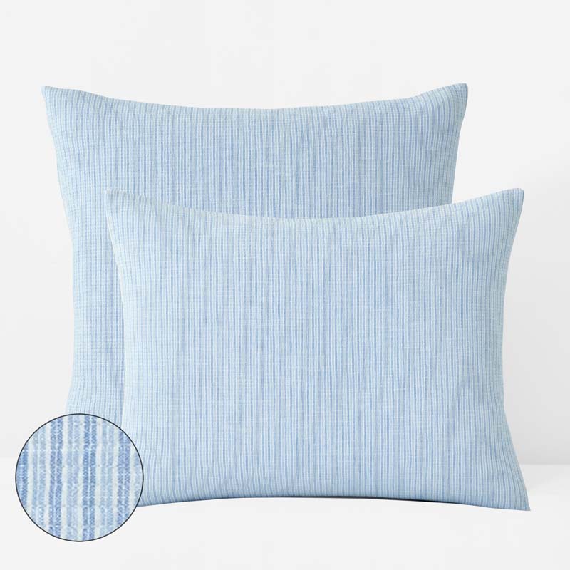Yarn-Dyed Pencil Stripe Quilted Sham - Blue, Euro