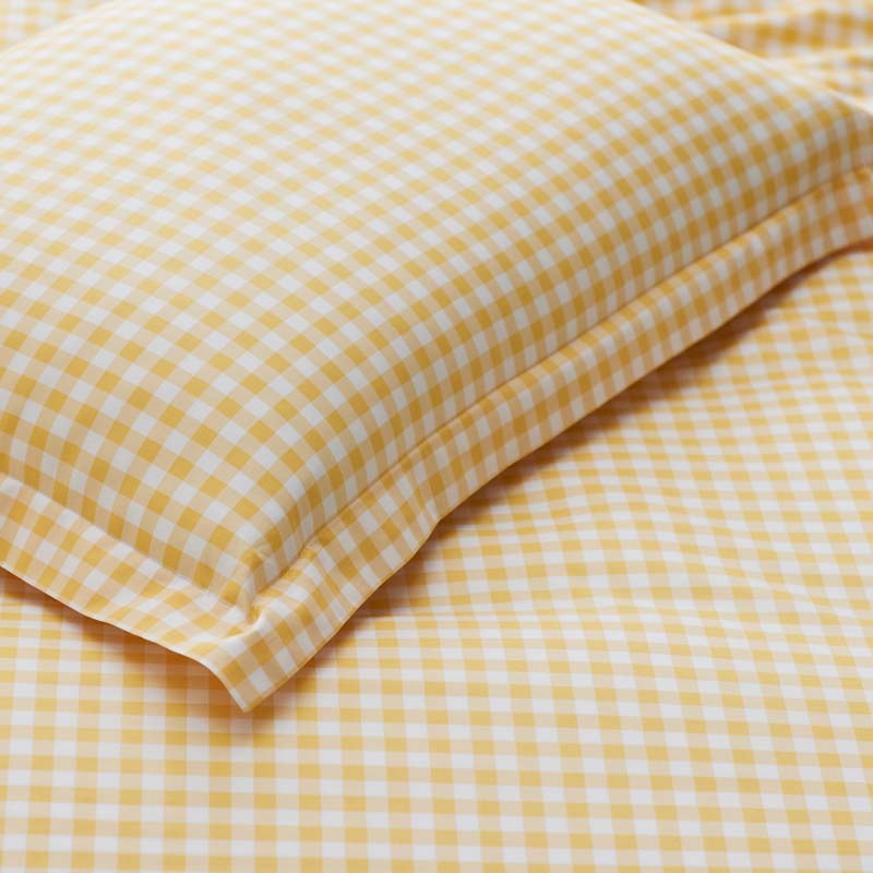 Gingham Classic Cool Organic Cotton Percale Comforter Set - Yellow, Full/Queen