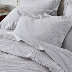 Jacquard Leaf Yarn-Dyed Premium Smooth Supima® Cotton Wrinkle-Free Sateen Fitted Bed Sheet - Light Gray, Twin