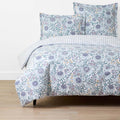 Tira Floral Classic Cool Cotton Percale Reversible Duvet Cover - Floral Blue, Full/Queen