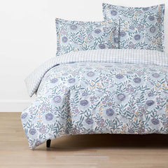Tira Floral Classic Cool Cotton Percale Reversible Duvet Cover - Floral Blue, Twin/Twin XL