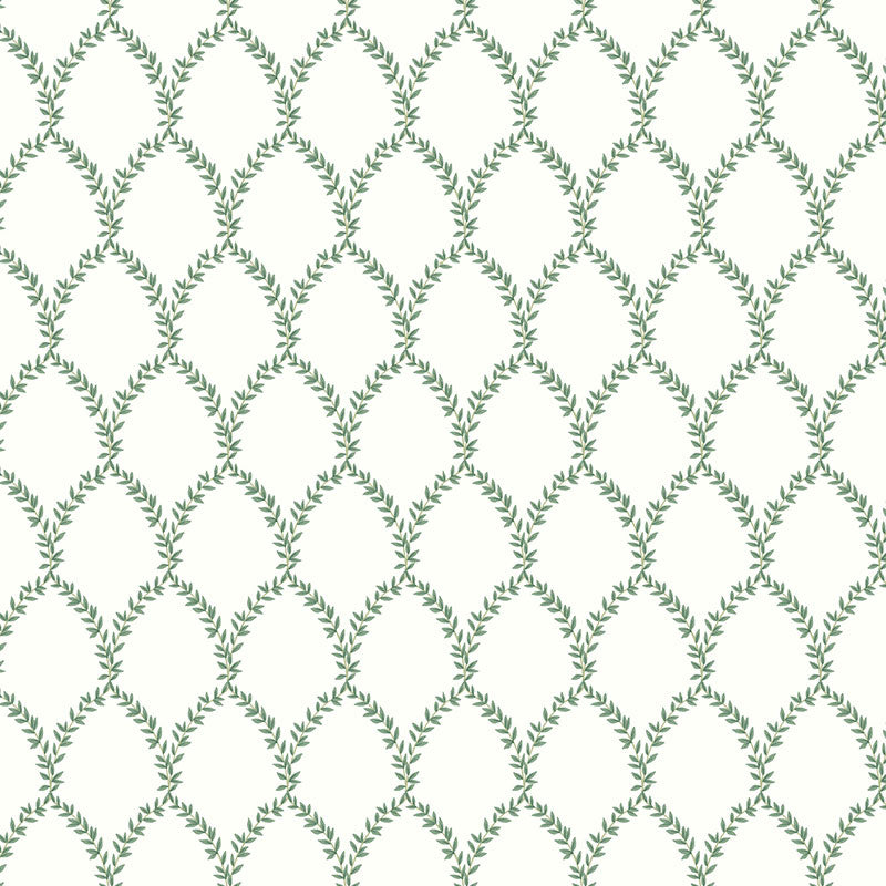 Laurel Traditional Wallpaper - Green, Roll