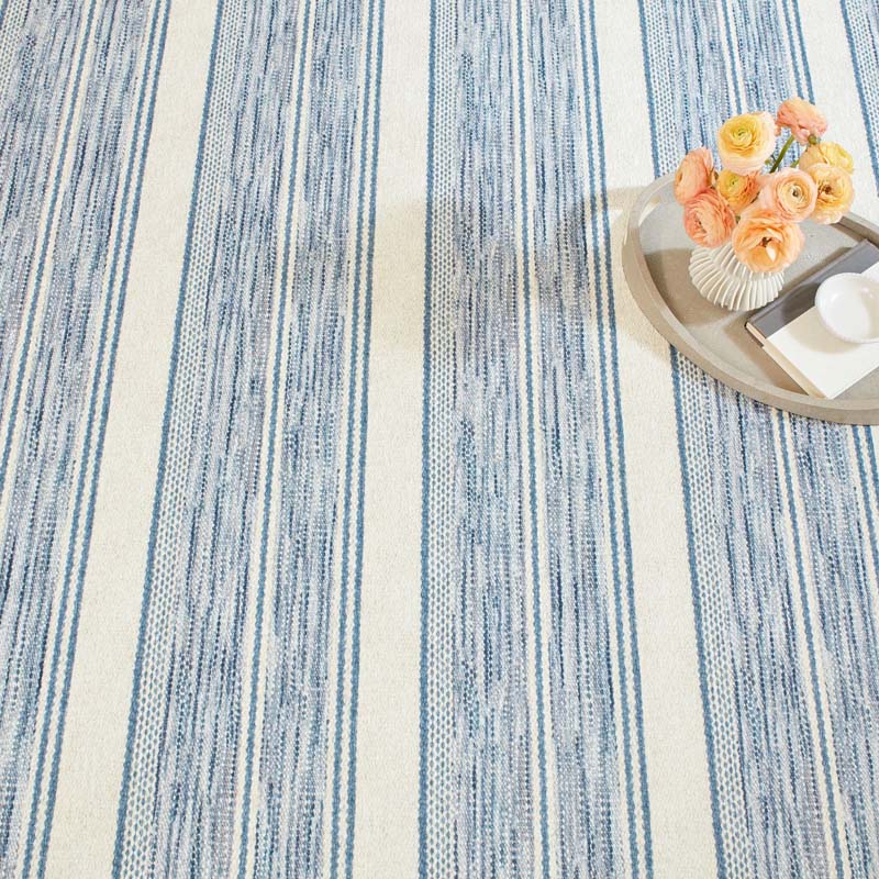 Ellington Stripe Blue Washable Rug - Blue, 4' x 6'