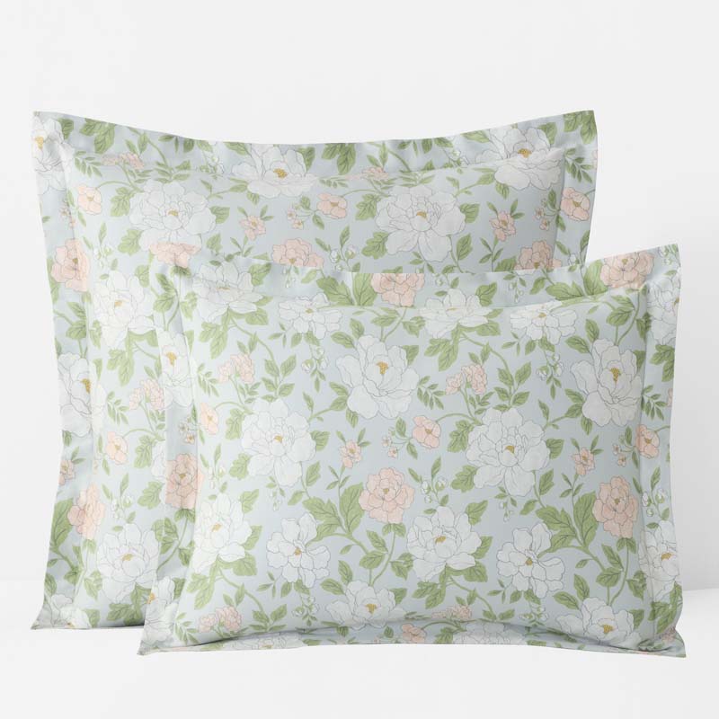 Misty Meadow Cluster Reversible Classic Smooth Sateen Sham - Green Tea, Euro
