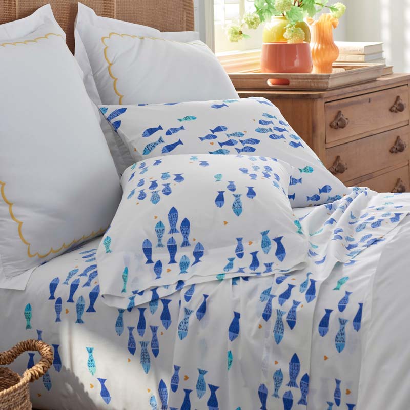 Summer Prints Classic Cool Cotton Percale Sham - Fish Swim, Euro
