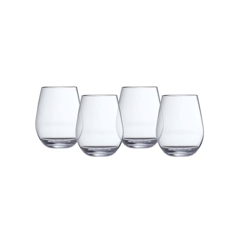 Outdoor Stemless Wine Glasses, Set of 6 - Clear