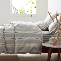 Tailored Stripes and Plaids Classic Cool Cotton Percale Bed Duvet Cover - Wide Stripe Navy, Full/Queen