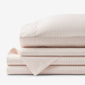 Ditsy Gingham Classic Cool Organic Cotton Percale Bed Sheet Set - Pink, Full