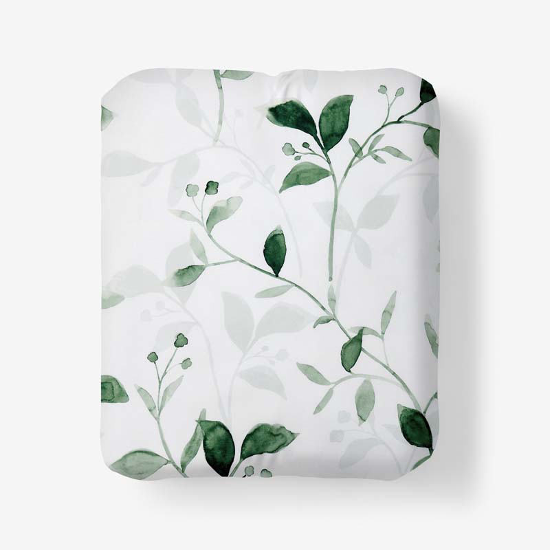 Botanic Meadow Premium Smooth Wrinkle-Free Sateen Fitted Bed Sheet - Evergreen, Twin