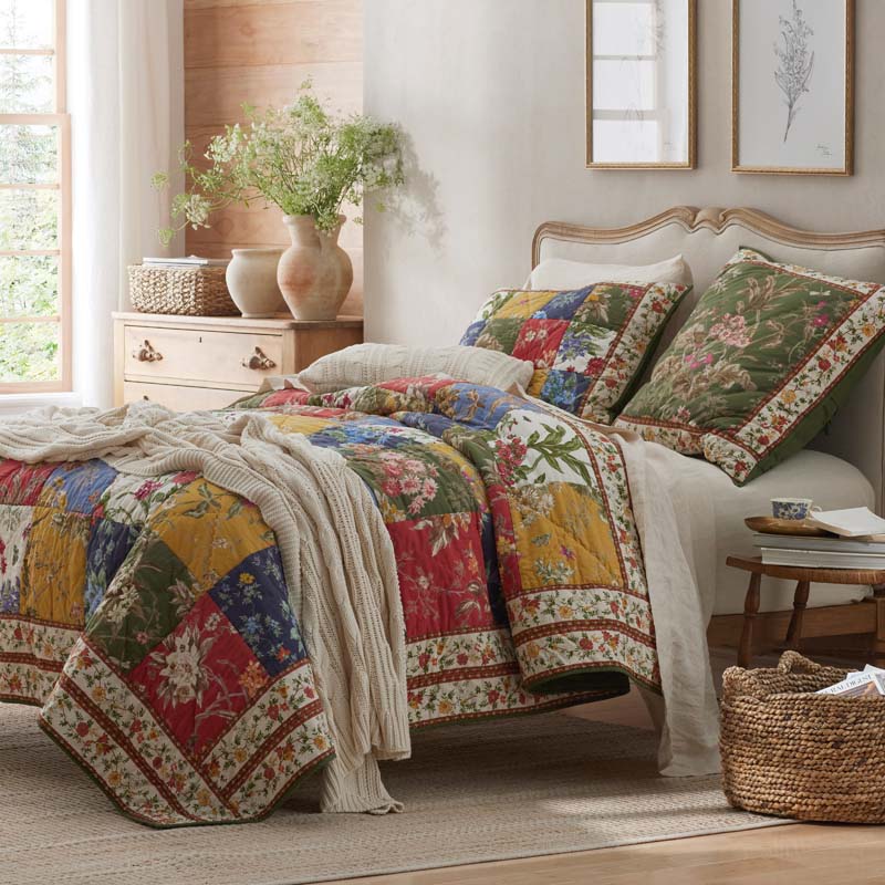 Aaliyah Patchwork Quilted Sham - Green Multi, King