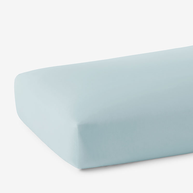 Solid Garment Washed Cotton Percale Fitted Bed Sheet - Cloud Blue, Queen