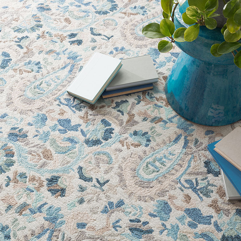 Ines Hand  Hooked Wool Rug - Blue, 3' x 5'