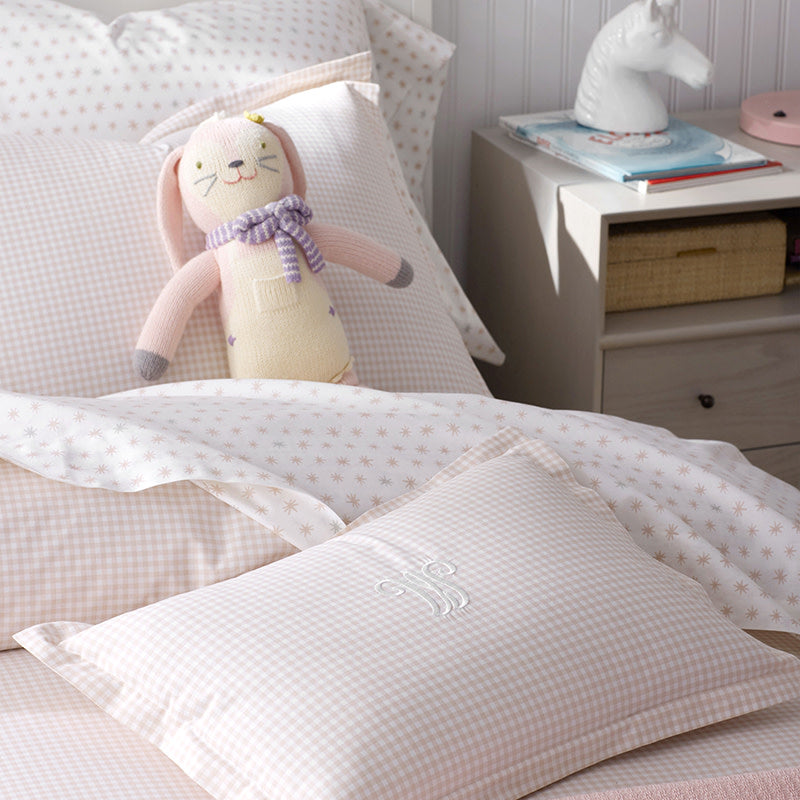 Ditsy Gingham Classic Cool Organic Cotton Percale Comforter Set - Pink, Twin