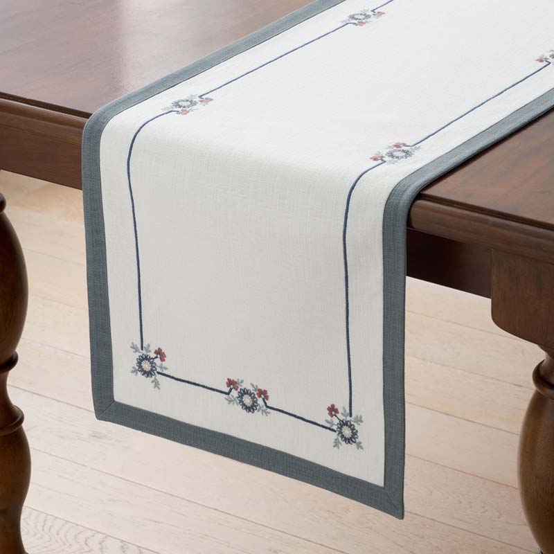Floral Table Runner - Floral Border, 16 in. x 108 in.