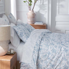 Whisper Fleur Premium Smooth Wrinkle-Free Sateen Duvet Cover - Blue Mist, King/Cal. King