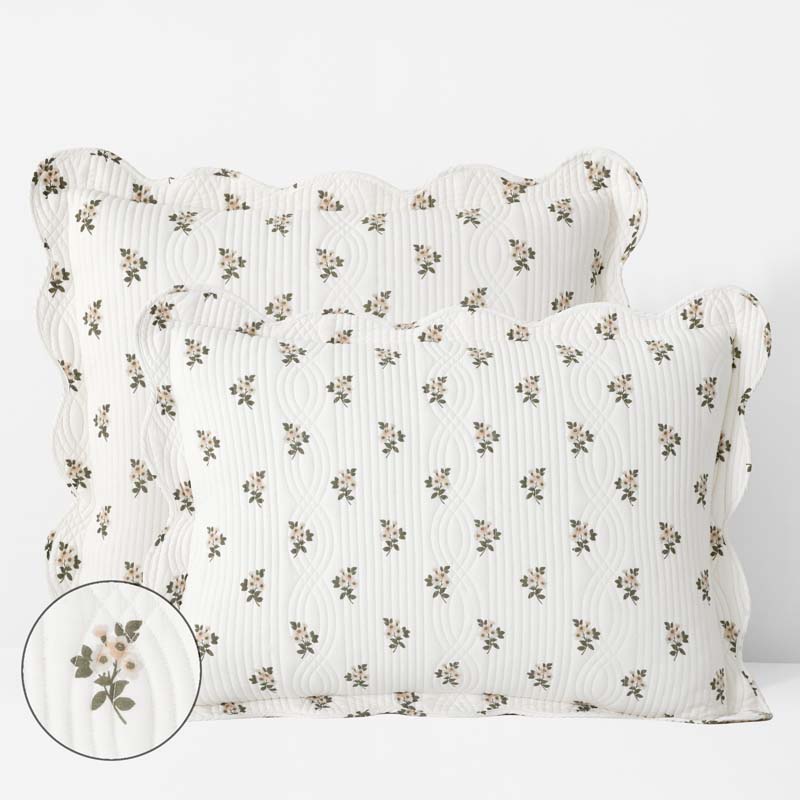 Flower Delight Reversible Quilted Sham - Ivory, Euro