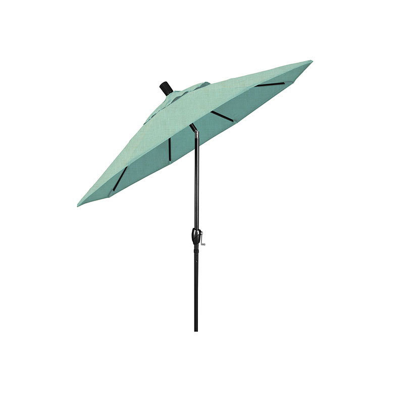 6' Round Outdoor Patio Umbrella, Aluminum with Push Button Tilt - Black Finish, Spectrum Mist