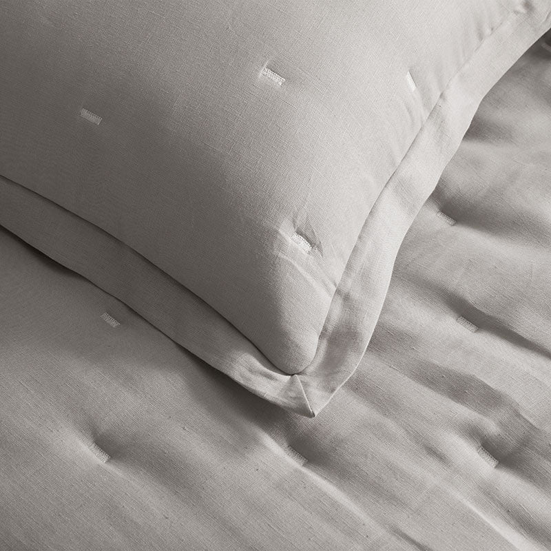 Reversible Premium Breathable Relaxed Linen Quilted Sham - White/Gray, Standard