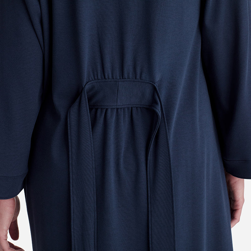 Pima Cotton Kimono Robe - Navy, XL