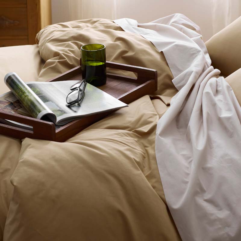 Solid Garment Washed Cotton Percale Fitted Bed Sheet - Wheat, Twin