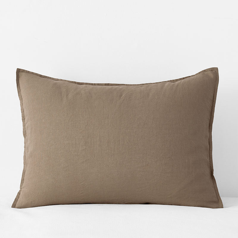 Premium Breathable Washed Linen Solid Sham - Pine Bark, King