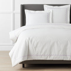 Scallop Embroidered Premium Cool Egyptian Percale Duvet Cover - Lavender, Twin/Twin XL