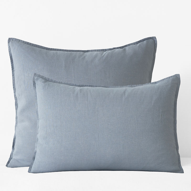 Premium Breathable Washed Linen Solid Sham - Dusty Blue, Standard