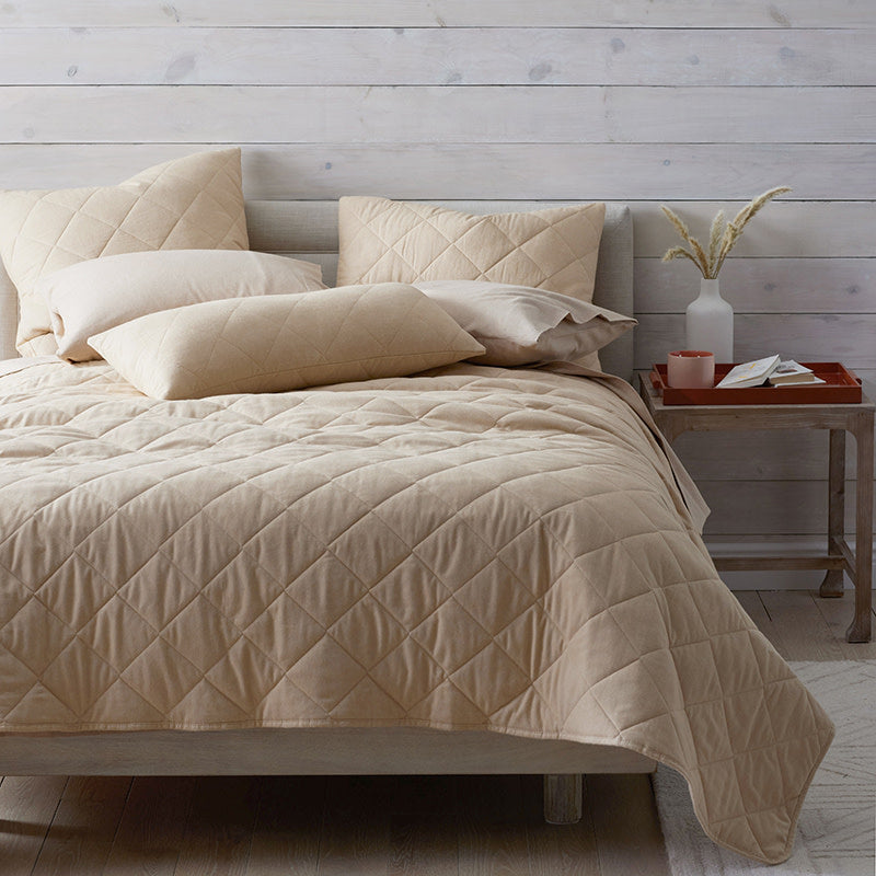 Bromley Premium Ultra-Cozy Cotton Flannel Coverlet - Wheat, Queen