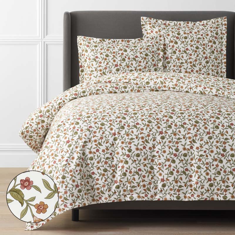 Garden Florals Premium Smooth Wrinkle-Free Sateen Duvet Cover - Cream Multi, Twin/Twin XL