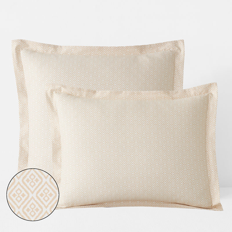 Clemencia Classic Cool Cotton Percale Sham - Geo Peach Blossom, Standard