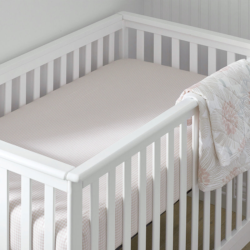 Ditsy Gingham Classic Cool Organic Cotton Percale Fitted Crib Sheet - Pink