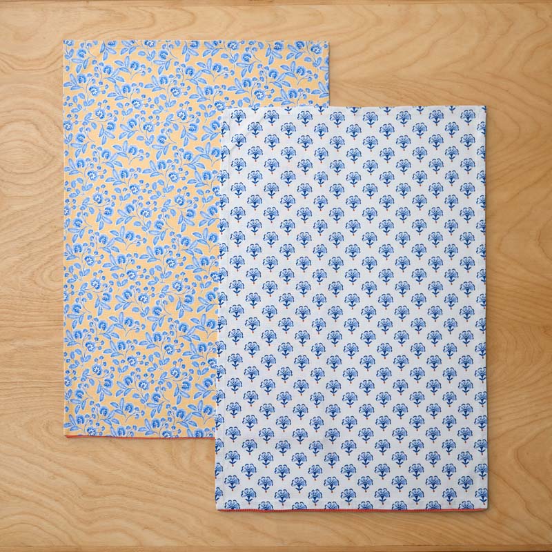 Ari Tea Towels, Set of 2 - Yellow Blue