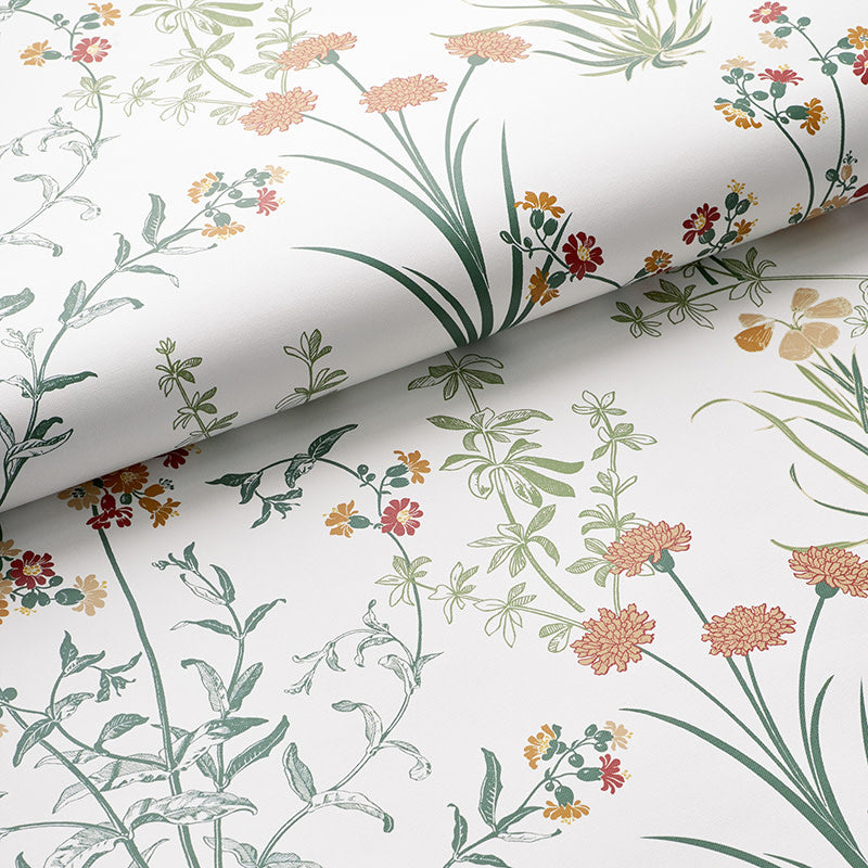 Jardin Traditional Wallpaper - White Multi, Swatch