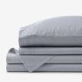 Classic Stripes and Plaids Cool Yarn-Dyed Cotton Percale Bed Sheet Set - Stripe White/Blue, Full