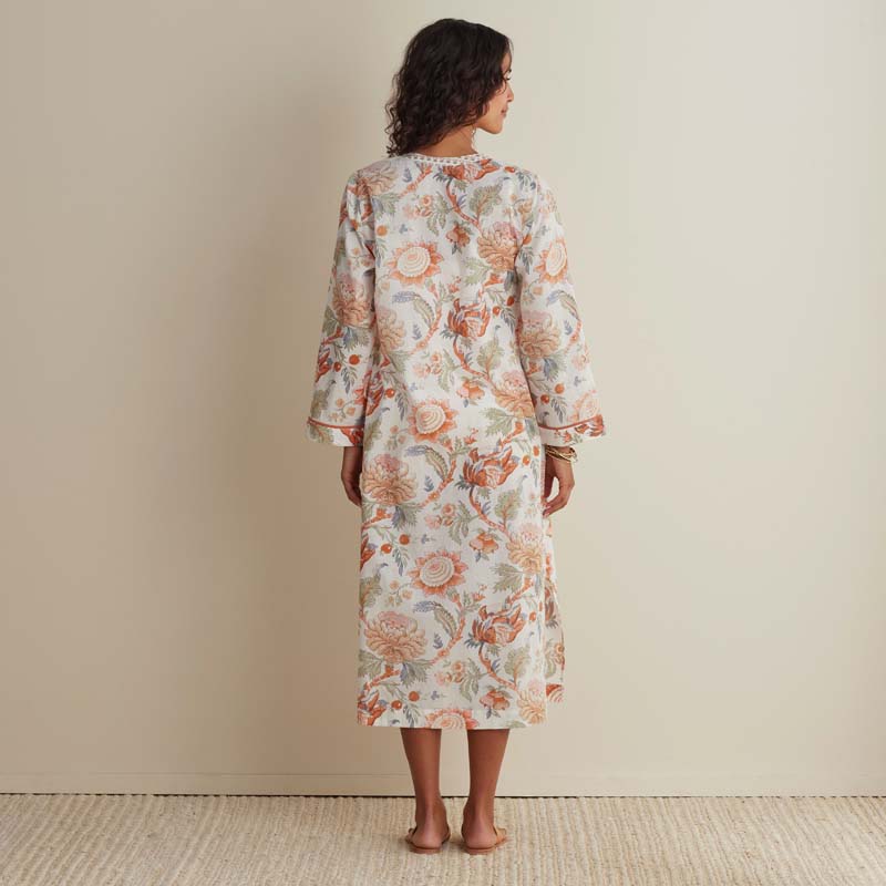 Printed Voile Women's Caftan - Wild Bloom, XXL