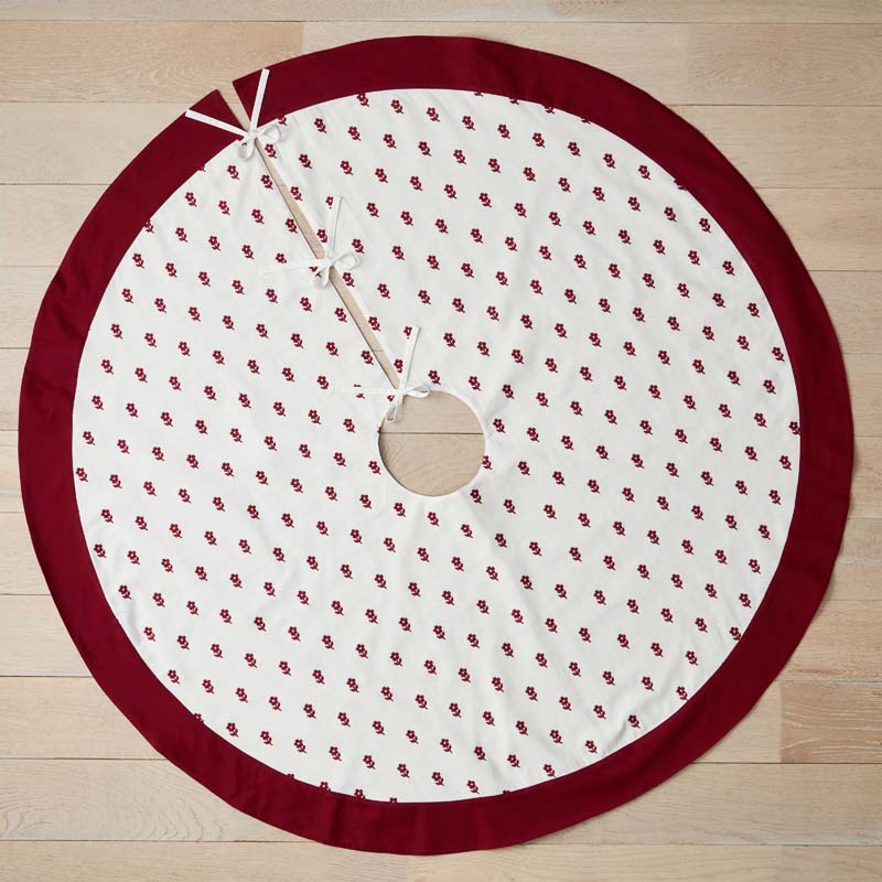 Flower Holiday Reversible Tree Skirt - Red, 50 in. x 50 in.