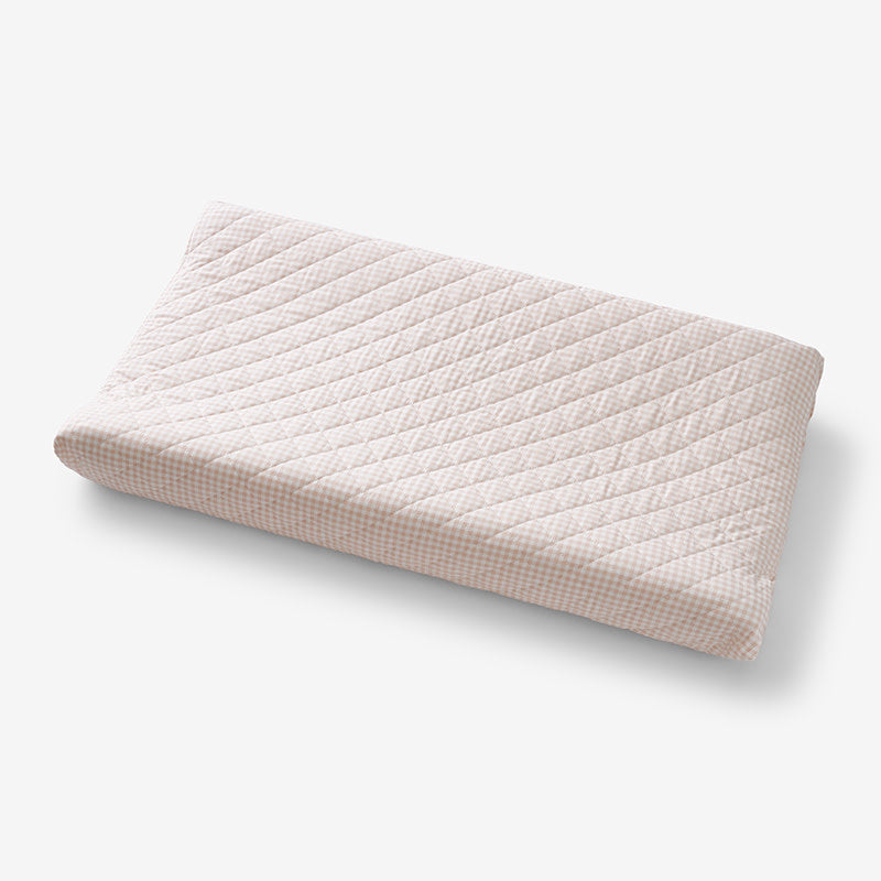 Ditsy Gingham Classic Cool Organic Cotton Percale Quilted Changing Pad Cover - Pink