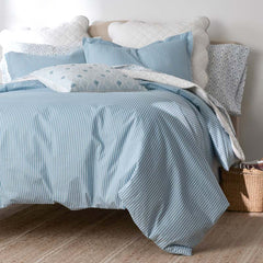 Tira Floral Classic Cool Cotton Percale Sham - Stripe Blue, Standard
