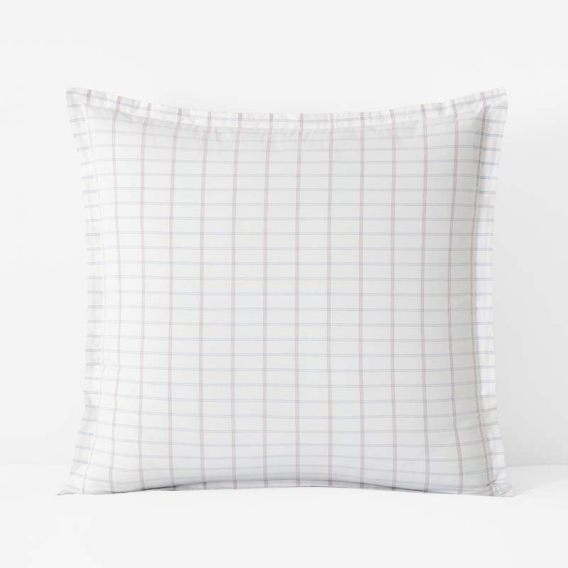 Yarn-Dyed Plaid Garment Washed Cotton Percale Sham - Ivory Multi, Euro