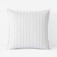 Yarn-Dyed Plaid Garment Washed Cotton Percale Sham - Ivory Multi, Euro