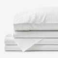 Contrast Border Premium Cool Supima® Cotton Percale Bed Sheet Set - White, Twin