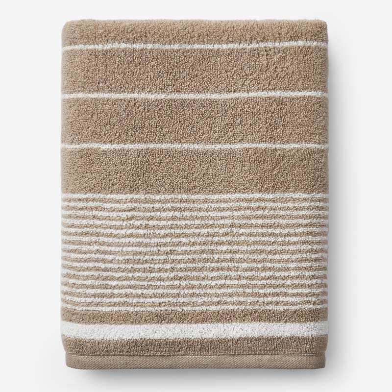 Plush Spa Stripe Bath Sheet - Light Mocha