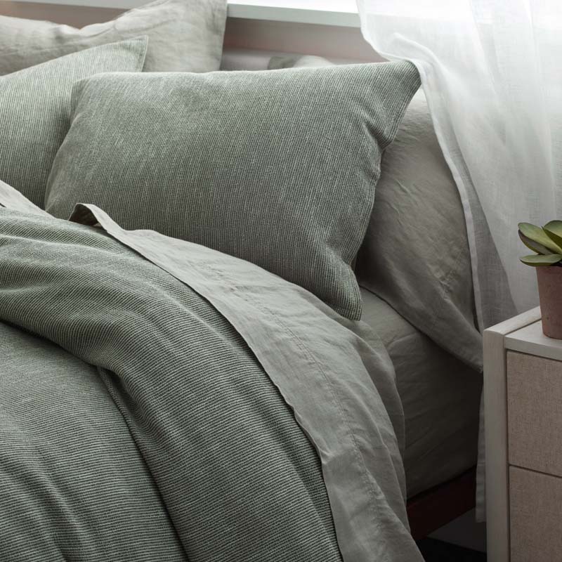 Mini Waffle Duvet Cover - Olive, King/Cal. King