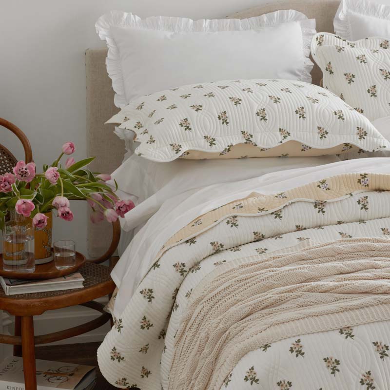 Flower Delight Reversible Quilted Sham - Ivory, Standard