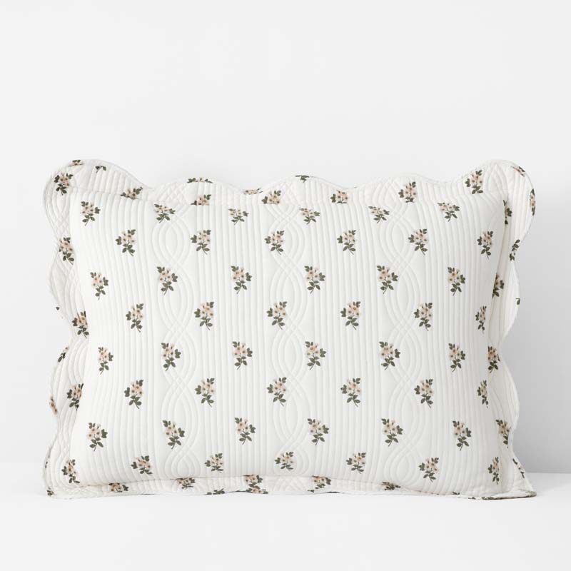 Flower Delight Reversible Quilted Sham - Ivory, King
